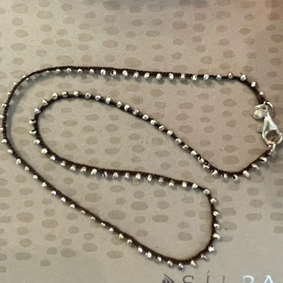 Silpada Silk Cord with Sterling Silver Beads Necklace N2107 RARE - Picture 7 of 13
